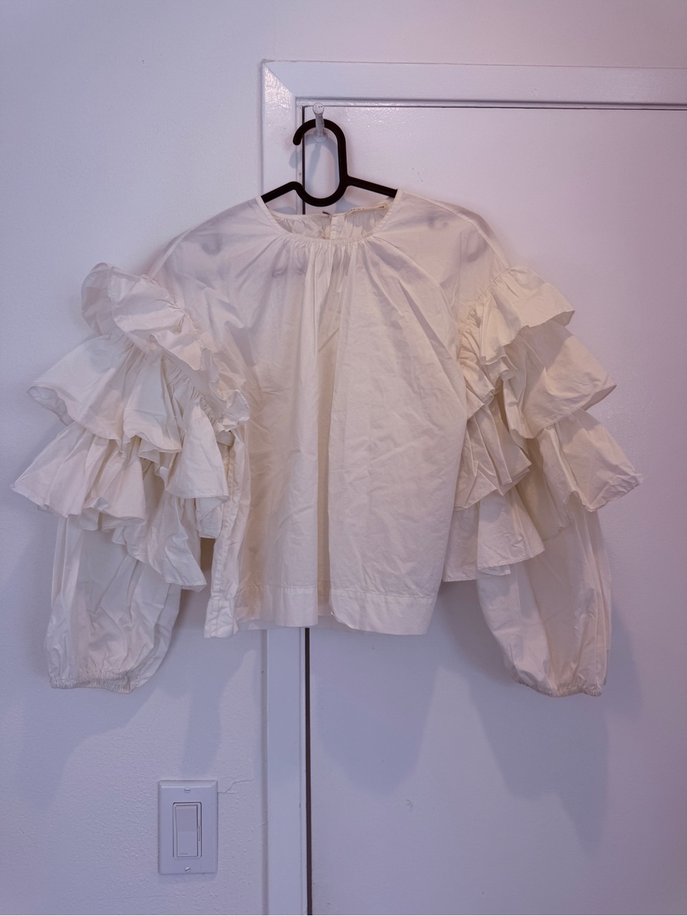 Ulla Johnson Ivory Tiered Ruffle Sleeve Blouse